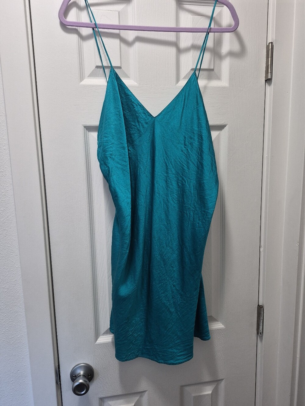 Teal Satin Slip Cami Top - Women